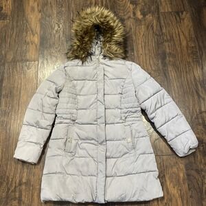 BROOKLYN INDUSTRIES Women's Long Puffer Jacket Hooded Sz MEDIUM